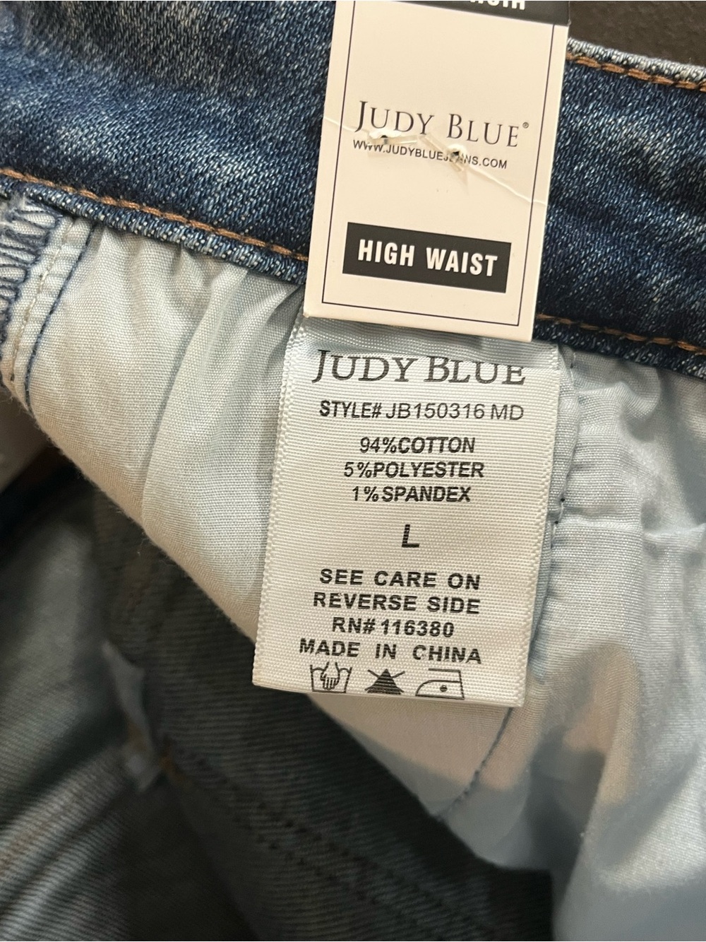 Judy Blue Women's Denim Utility Shorts - Blue L Stretch NWT - Picture 10 of 13